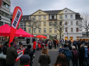 Kindgebung der LINKEN mit Janine Wissler am Opernplatz Kassel im Februar 2023